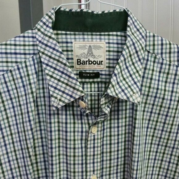 Barbour Other - BARBOUR Dress Plaid Shirt "Slim Fit" Men's L Blue
